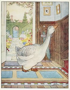 Goosey, Goosey Gander, var ska jag vandra?, från A Nursery Rhyme Picture Book, pub. 1914 (lito i färg) av Leonard Leslie Brooke
