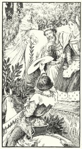 Här kommer en lustig wooer (gravyr) av Leonard Leslie Brooke