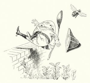 Humpty Dumpty satt på en vägg (gravyr)