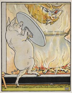 Illustration till sagan "De tre små grisarna" av Leonard Leslie Brooke
