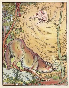 De tre små grisarna (färglitografi)