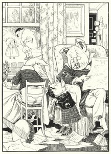 De fem grisarna (gravyr) av Leonard Leslie Brooke
