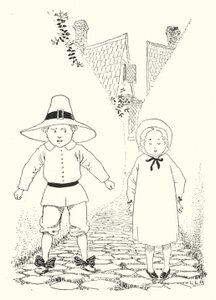 Det var en liten pojke och en liten flicka som bodde i en gränd (gravyr) av Leonard Leslie Brooke