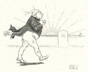 Det fanns en man, och han hade ingenting, och rövare kom för att råna honom (gravyr) av Leonard Leslie Brooke