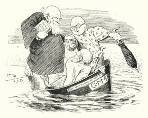 Tre vise män från Gotham, gick till havet i en skål (gravyr) av Leonard Leslie Brooke