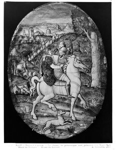 Jakt, porträtt antas vara Henri II (1519-59) och Diane de Poitiers (1499-1566) (emalj)