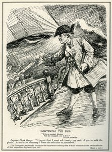 Regeringsdepartement instrueras av Lloyd George att göra nedskärningar i utgifterna med tjugo procent, 1921 av Leonard Raven Hill