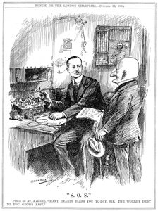 Herr Punch tackade Marconi för trådlös telegrafi som räddade liv till sjöss 1913 av Leonard Raven Hill