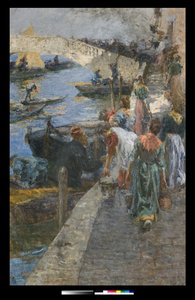 Brand i Chioggia, 1905 av Leonardo Bazzaro