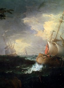 Stormigt hav, c1700-1750. Detalj.