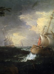 ""tempete en mer"" (Stormigt hav) Detalj. Peinture de Leonardo Coccorante (1680-1750) 18eme siecle Musee des Beaux Arts de Mikalojus Konstantinas Ciurlionis, Kaunas, Litauen