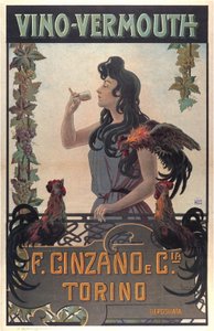 Vino-Vermouth-reklam, ca 1900 (tryck) av Leonardo Roda