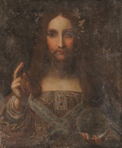 Salvator Mundi (olja på duk) av Leonardo da (after) Vinci