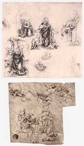 Tillbedjan av barnet, c1483 av Leonardo da Vinci