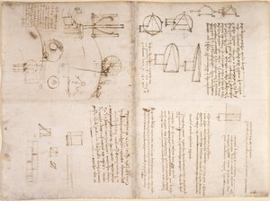 Arundel 263, f.133v, f.130r, Anteckningar, schematiska skisser och diagram från 