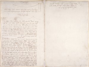 Arundel 263, f.166v, f.163 Anteckningar och diagram om fåglarnas flygning, från 