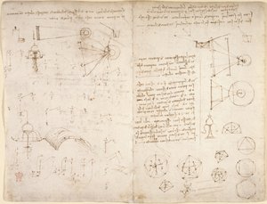 Arundel 263, f.221v, f.220 Anteckningar, diagram och skisser från 