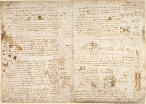 Arundel 263, f.223 Anteckningar, diagram och skisser från 