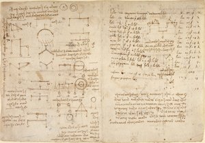 Arundel 263, f.228v, f.227 Anteckningar och diagram om mekanik från 