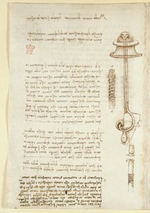 Arundel 263, f.24v Anteckningar och skisser som illustrerar Leonardos studie av andningsapparat för en dykare (1508), från 