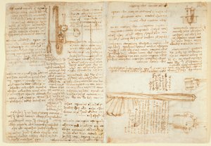 Arundel 263 f.269v, f.264 Anteckningar och skiss på en hydraulisk anordning, från 