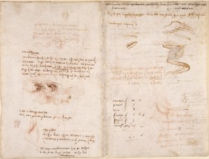 Arundel 263, f.278v, f.271 Anteckningar om verklighetskänslan i drömmar, på vatten och floderna Sieve och Arno (upp och ner), från 