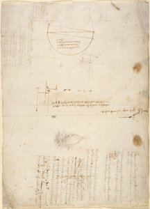 Arundel 263, f.33v Anteckningar och diagram om mekanik, från 
