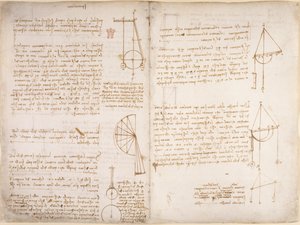 Arundel 263, f.67v, f.66 Anteckningar och diagram om mekanik, från 