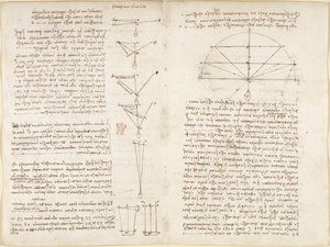 Arundel 263, f.6v, f.9 Anteckningar och diagram om mekanik, med titeln 