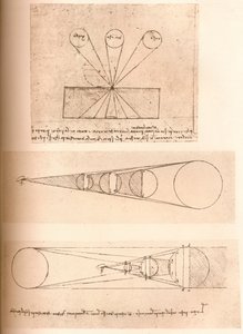 Diagram som illustrerar teorierna om linjärt perspektiv och om ljus och skugga, c1472-c1519 1883 av Leonardo da Vinci