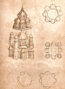 Ritning av kyrkor, c1472-c1519 1883 av Leonardo da Vinci