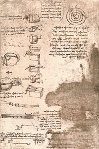 Teckning av musikinstrument och andra föremål, c1472-c1519 1883 av Leonardo da Vinci