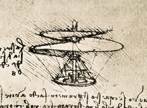 Utdrag ur ett Da Vinci-manuskript som beskriver principen för och konstruktionen av "Aerial Screw (Helicopter)" (manuskript) av Leonardo da Vinci