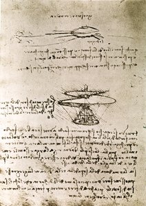 Utdrag ur ett Da Vinci-manuskript som beskriver principen för och konstruktionen av "Aerial Screw (Helicopter)" (manuskript) av Leonardo da Vinci