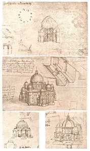 Fyra ritningar av kyrklig arkitektur, c1472-c1519 1883 av Leonardo da Vinci