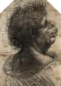 Franska: Tête grotesque Groteskt huvud av Leonardo da Vinci