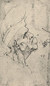 Grotesk profil av en man som bär hatt till höger, c1480 1945 av Leonardo da Vinci