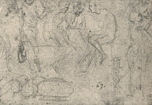 Grupp av figurer i samtal, c1480 1945 av Leonardo da Vinci