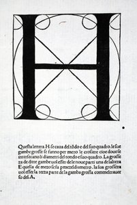 H, illustration från "Divina Proportione" av Luca Pacioli (c.1445-1517), ursprungligen pub. Venedig, 1509 av Leonardo da Vinci