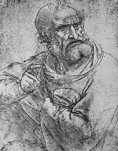 Halvlängd av en apostel med höger hand upphöjd, c1480 1945 av Leonardo da Vinci