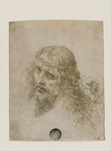 Kristi huvud krönt med törnar, ca. 1500. av Leonardo da Vinci