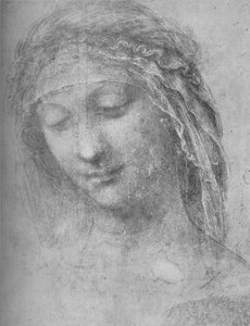 Chef för en kvinna tre fjärdedelar till vänster, c1480 1945 av Leonardo da Vinci