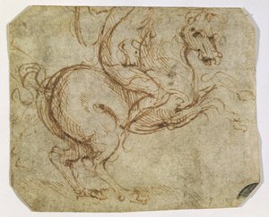 Häst och kavaljer (penna och bläck på papper) av Leonardo da Vinci