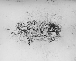 Ryttare med vimplar som avancerar från vänster, c1480 1945 av Leonardo da Vinci