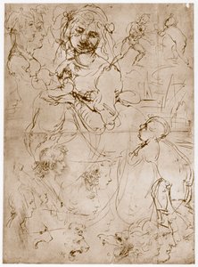 Knästående Madonna med barnet och St. John, 1478-1480 av Leonardo da Vinci