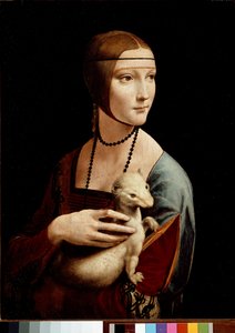 Dam med hermelin, porträtt av Cecilia Gallerani, ca 1490 (olja  tempera på pannå) av Leonardo da Vinci