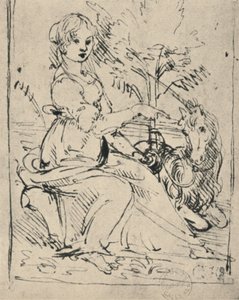 Jungfru med en enhörning, c1478-1480 1945 av Leonardo da Vinci