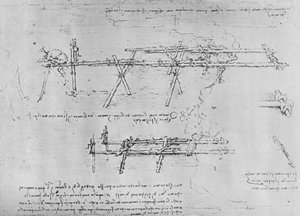 Metod för att bygga en bockbro, c1480 1945 av Leonardo da Vinci