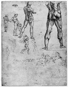 Nakenstudier för Slaget vid Anghiari, c1503-1505 1954 av Leonardo da Vinci