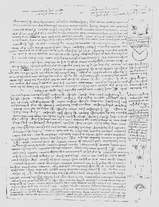 Sida från Codex Leicester, 1508-12 av Leonardo da Vinci